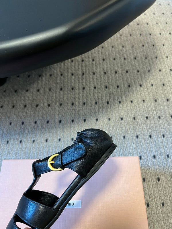 Miu Miu 26 Roman Sandals Black in Cowhide 614720