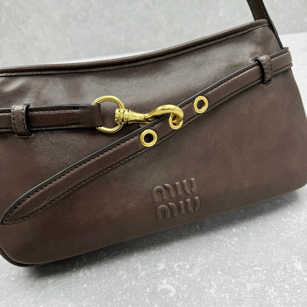 Miu Miu Aventure Shoulder Bag 33cm Brown in Sheepskin