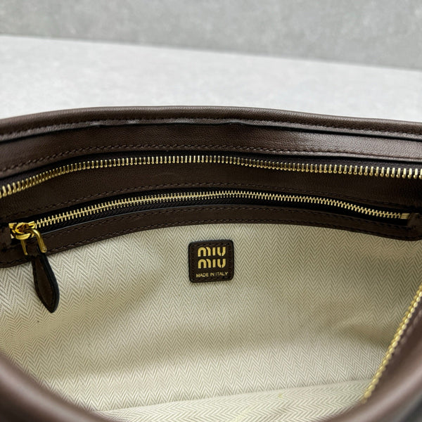 Miu Miu Aventure Shoulder Bag 33cm Brown in Sheepskin