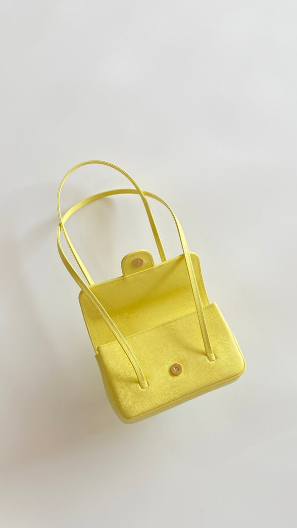 MM 26 Coco Long Shoulder Strap Flap Yellow Bag in Cowhide
