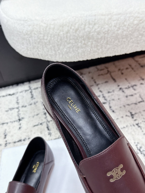 Celine 26 Aura Triomphe Loafer Burgundy in Lambskin 631124