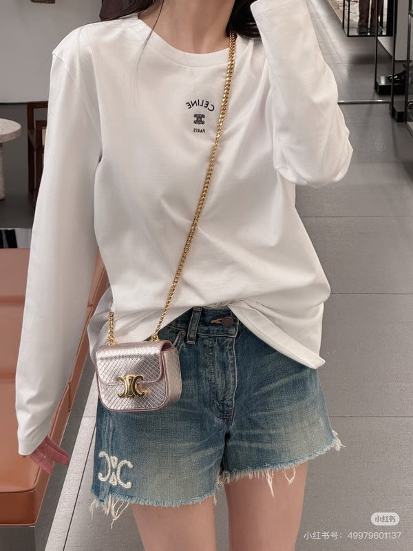 Celine 26ss Long-Sleeve T-Shirt White in Cotton