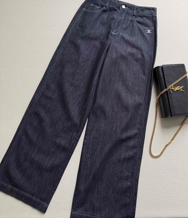 Celine 26SS Straight-leg Jeans Navy Blue in Denim