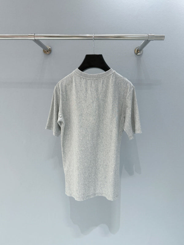 Celine 26SS Letter Print Short-Sleeve T-Shirt Light Gray in Cotton 940029