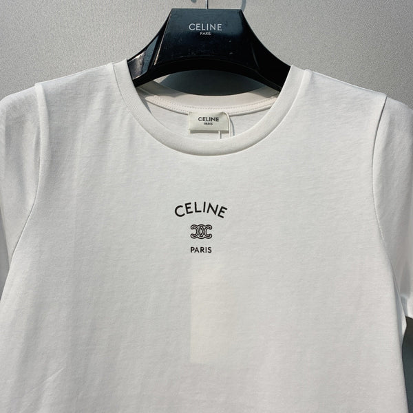 Celine 26SS White Short-Sleeve T-Shirt in Cotton 101585