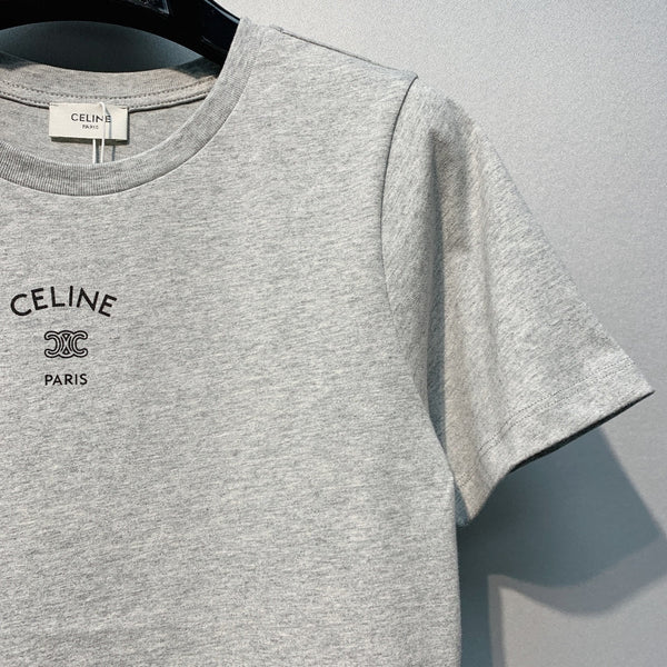 Celine Printemps/Été 26 T-shirt gris à manches courtes en coton 101584