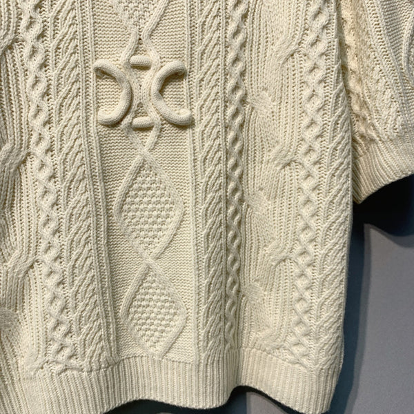 Celine 26SS T-shirt à manches courtes en maille torsadée Beige en Laine 972358