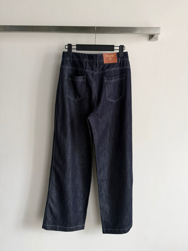 Celine 26SS Straight-leg jeans Navy Blue in Denim 943329