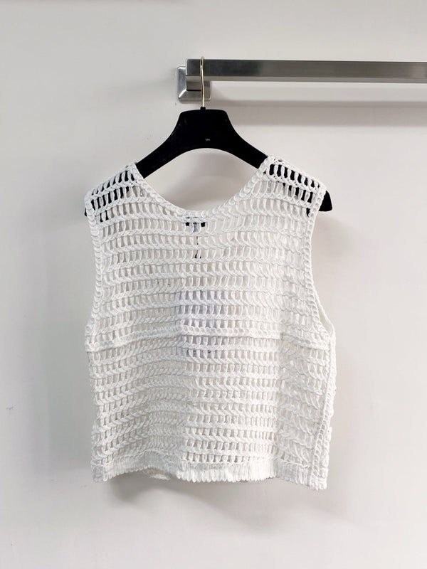 Gilet bicolore Chanel blanc en coton 125490