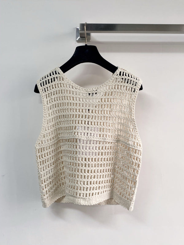 Gilet bicolore Chanel écru en coton 125489