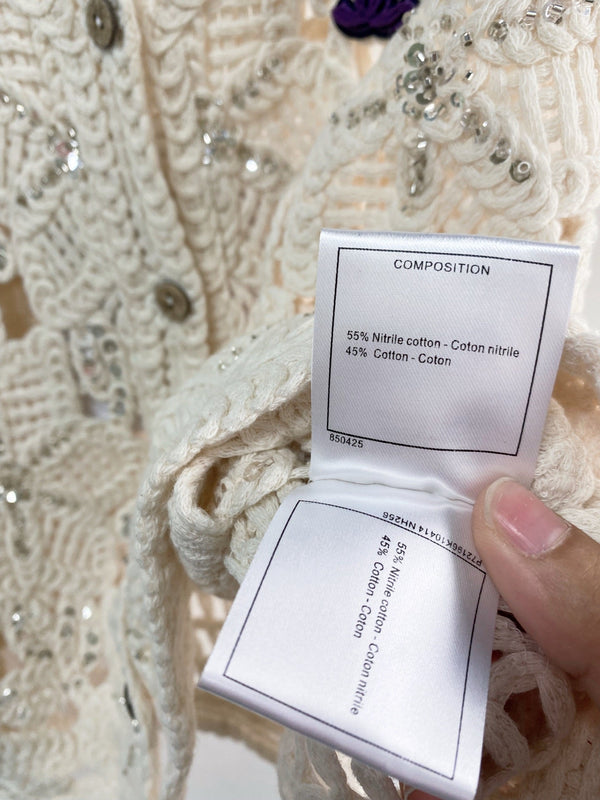 Gilet bicolore Chanel écru en coton 125489