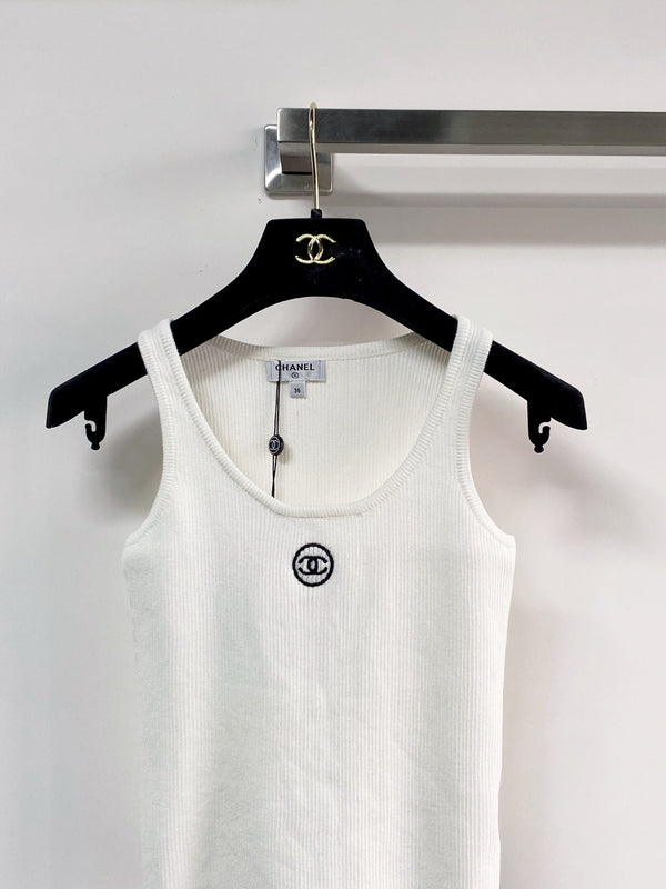 Chanel Gilet Bicolore Blanc en Polyester 125481