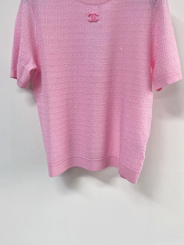 T-shirt Chanel à manches courtes rose en Tencel 125448