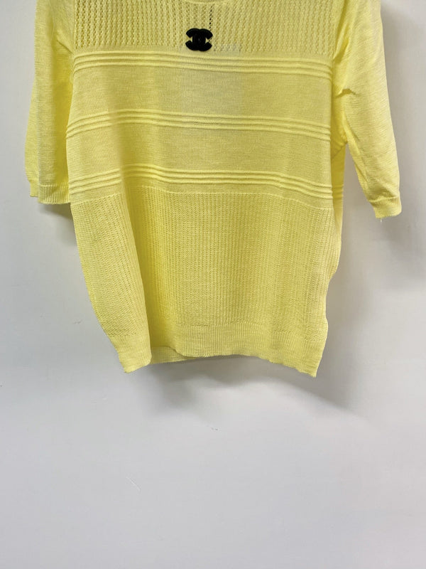 T-shirt Chanel à manches courtes jaune en acrylique 125437