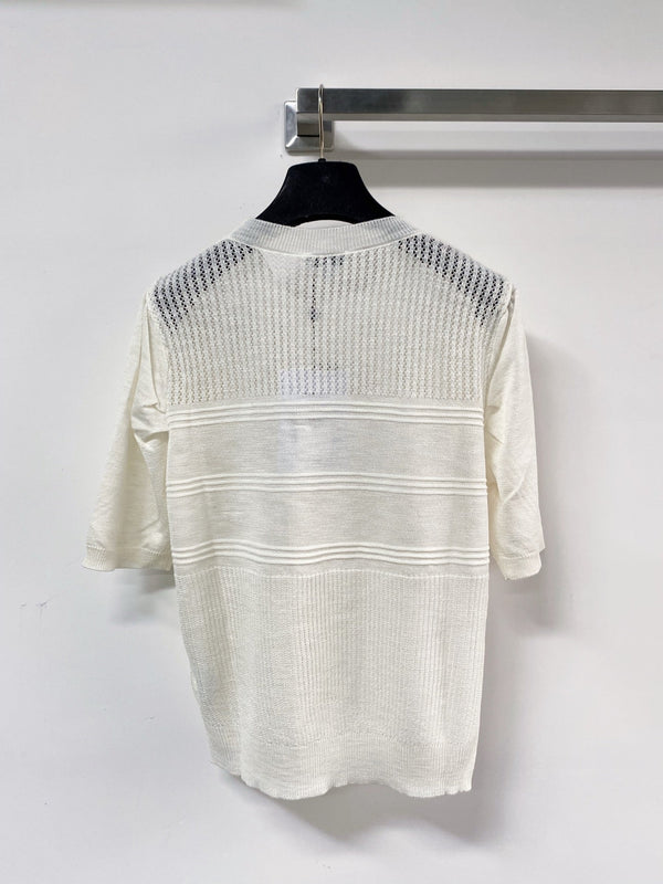 T-shirt Chanel à manches courtes blanc en acrylique 125436