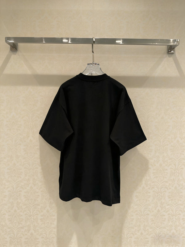 T-shirt Chanel "CC" Lettre Manches Courtes Noir en Coton 127291