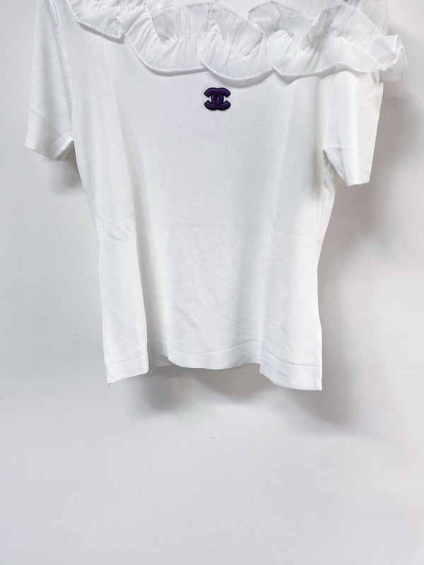 Chanel Short-Sleeve T-Shirt White in Wool 125427