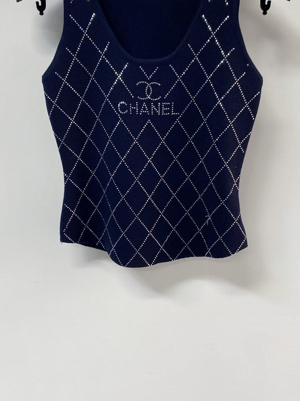 Haut sans manches Chanel bleu marine en cachemire 125423