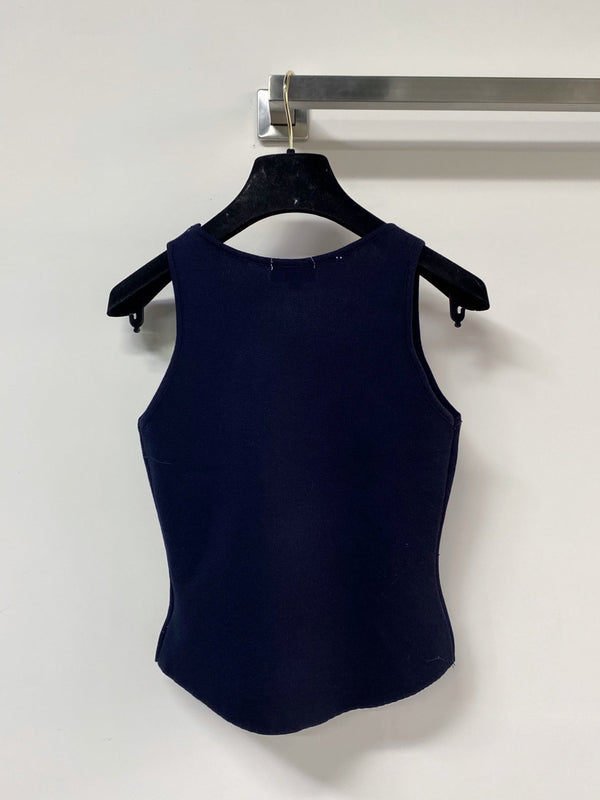 Haut sans manches Chanel bleu marine en cachemire 125423