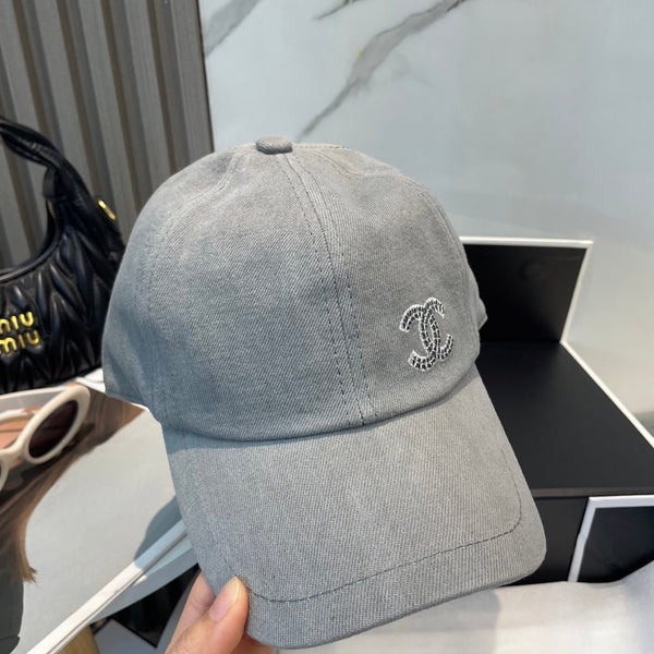 Casquette de baseball Chanel en jean délavé gris en coton 192166