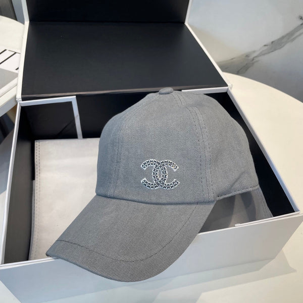 Casquette de baseball Chanel en jean délavé gris en coton 192166