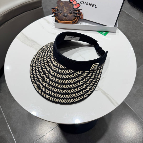 Visière ouverte Chanel noire en tissu 192285