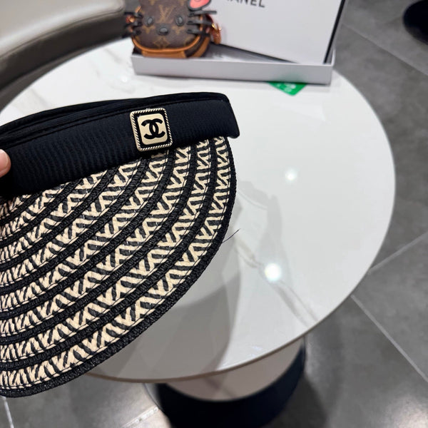 Visière ouverte Chanel noire en tissu 192285