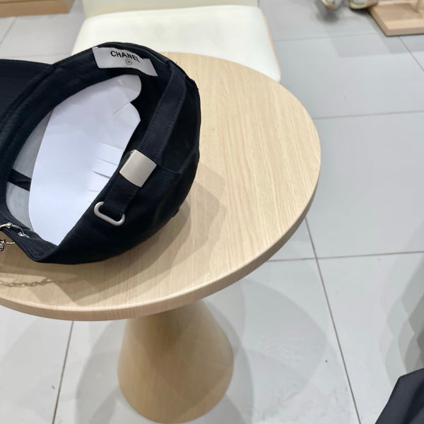Chanel Baseball Cap with Chain Black in Cloth 192201