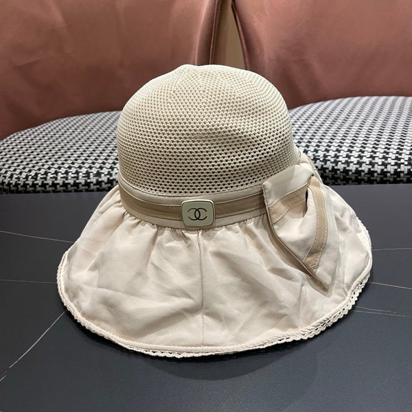 Chanel Chapeau Nœud Coréen Beige en Tissu 192189