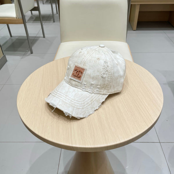 Casquette de baseball Chanel en jean beige 192130