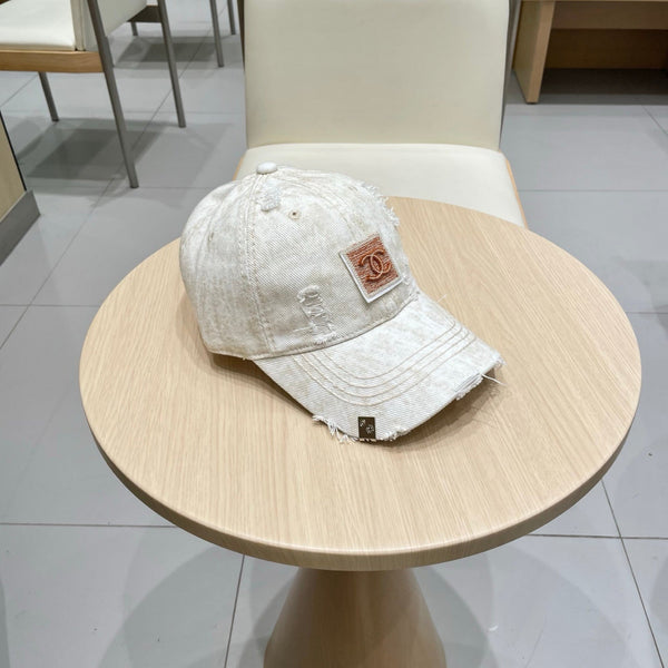 Casquette de baseball Chanel en jean beige 192130