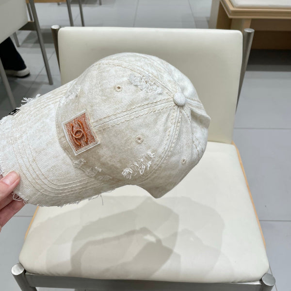 Casquette de baseball Chanel en jean beige 192130