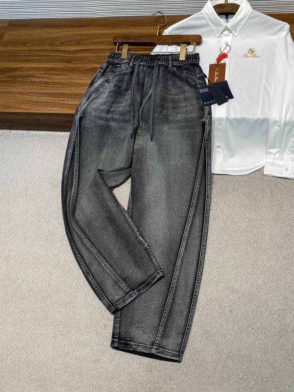 PRA26SS Gray Washed Lightweight Drawstring Jeans in Denim Cotton 963418