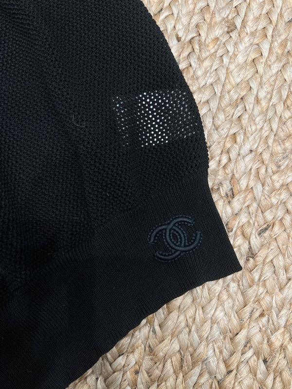 Gilet tricoté noir en maille inspiré de Chanel 161799