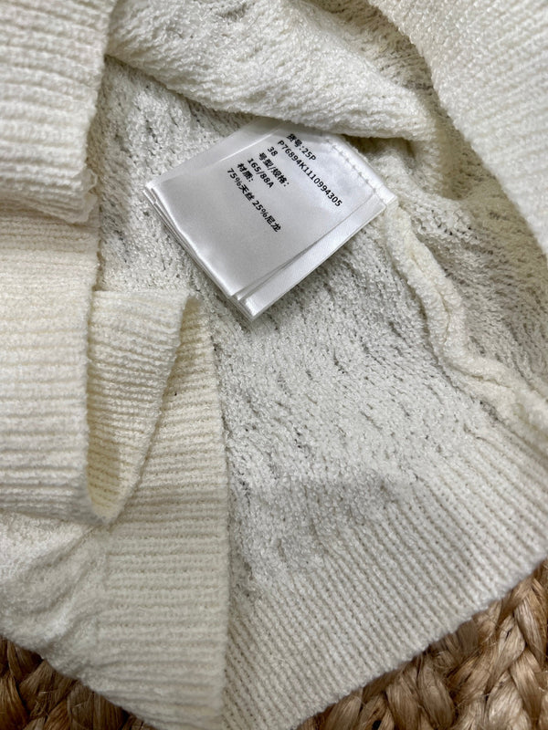 Chanel 26SS Caraco blanc orné de strass en maille texturée 161793