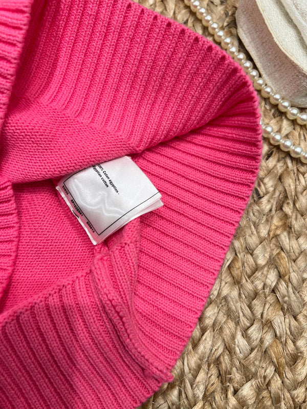 Chanel 26SS Top en maille à manches courtes rose en coton 161789