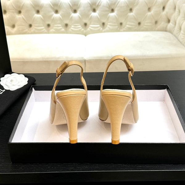 Chanel 26A Slingback Beige en agneau 672993