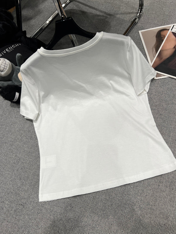 Chanel 26 Col rond classique blanc en coton 161761