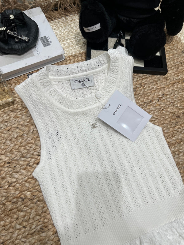 Chanel 26 Dress with Lace White in Tencel 161755
