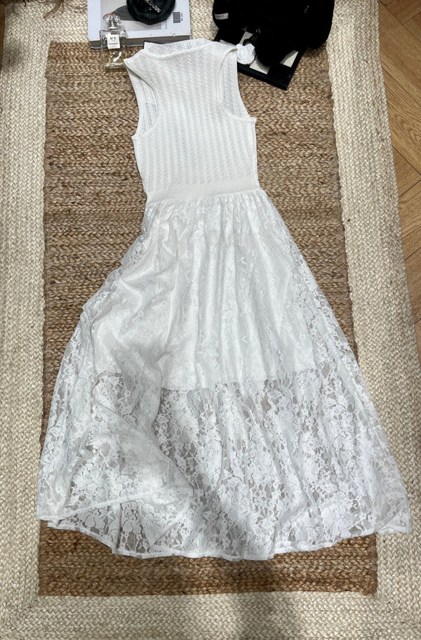 Chanel 26 Dress with Lace White in Tencel 161755