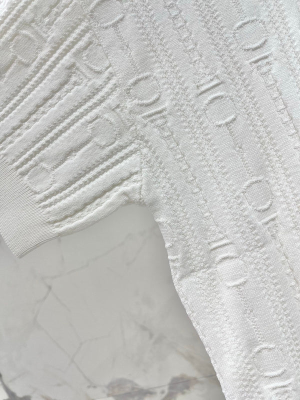 T-shirt Hermès en maille imprimée à manches courtes, blanc, en soie Hyperbolic 122649
