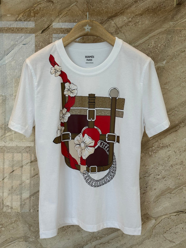 T-shirt manches courtes Hermès blanc en coton 974817