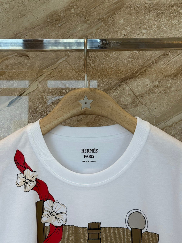 T-shirt manches courtes Hermès blanc en coton 974817