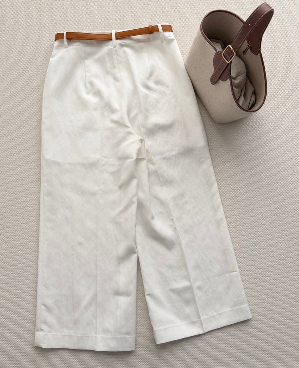 Hermes 26SS Cropped Wide-Leg Pants White in Cotton 938212