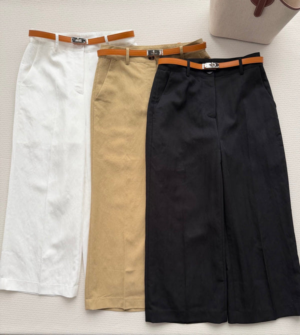 Hermes 26SS Cropped Wide-Leg Pants Khaki Brown in Cotton 938211