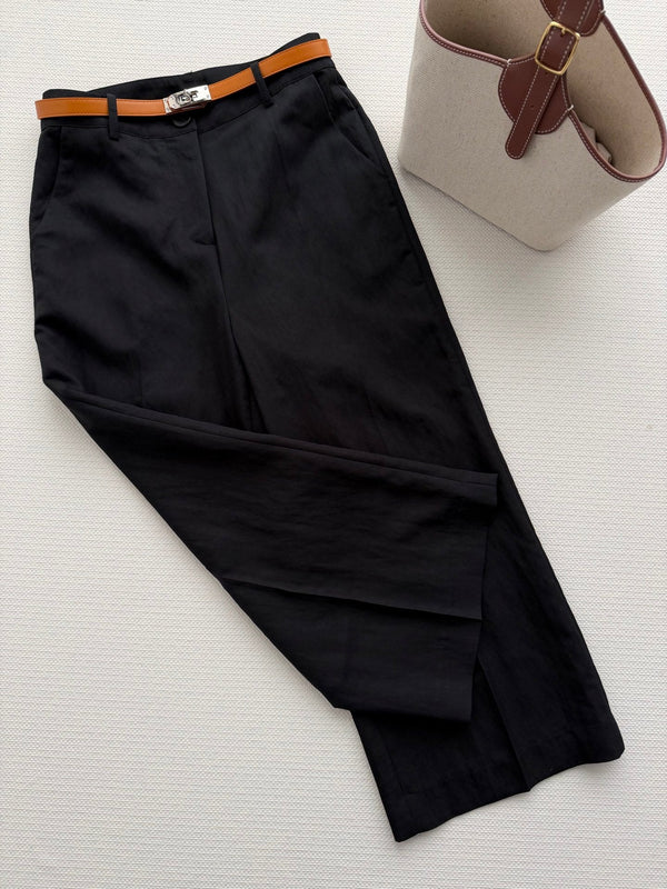 Hermès 26SS Pantalon Large Court Noir en Coton 938210