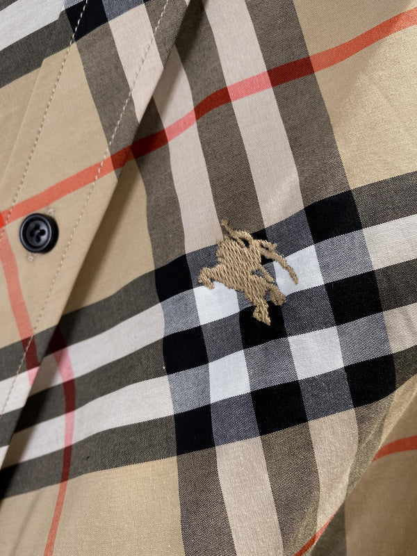 Burberry Short-sleeved Shirt Dress Beige Yellow in Twill Cotton 169205