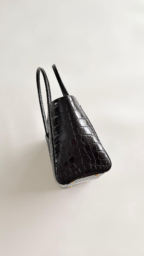 CC 26S Cerf Classic Commuter Tote Bag in Black Crocodile-Embossed Calfskin (made - to - order)