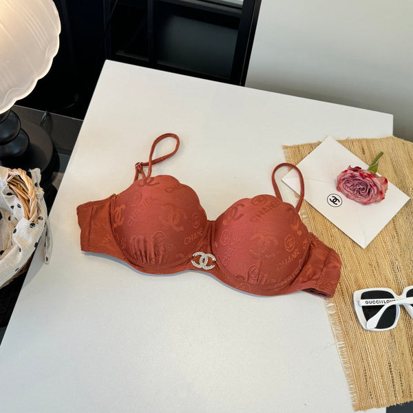 Chanel Maillot de bain deux pièces avec armatures, orange terreux, en coton 195161