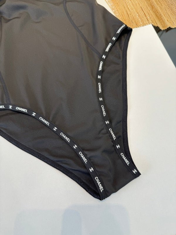 Chanel One-piece Swimsuit Black in Cotton 195158